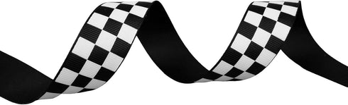 Black Grosgrain Ribbon White Checkered Printed, 7/8 Inch 10Yards...