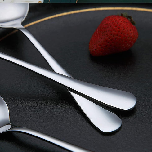 Soup Spoon of 12, Berglander 7.5" Stainless Steel Round Spoons Silverware, Table Spoon Set Sturdy Easy To Clean, Dishwasher Safe...