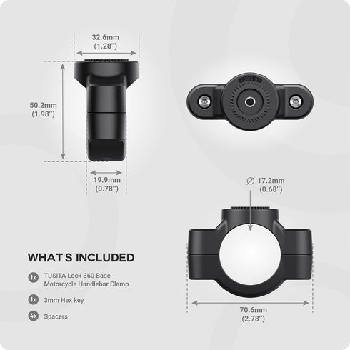 TUSITA Lock 360 Base - Motorcycle Handlebar Clamp...