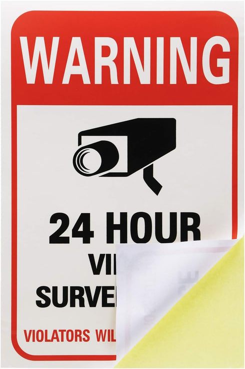 Tupalizy 24 Hours Video Camera Surveillance Sign Stickers Decals Self-Adhesive Home Business Alarm System Security Label Stickers for Window Wall ...