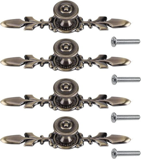Pull Handle, Vintage Style Zinc Alloy Door Knob with Screw, Fit for Drawer Cabinet, 4-pack (Bronze)...