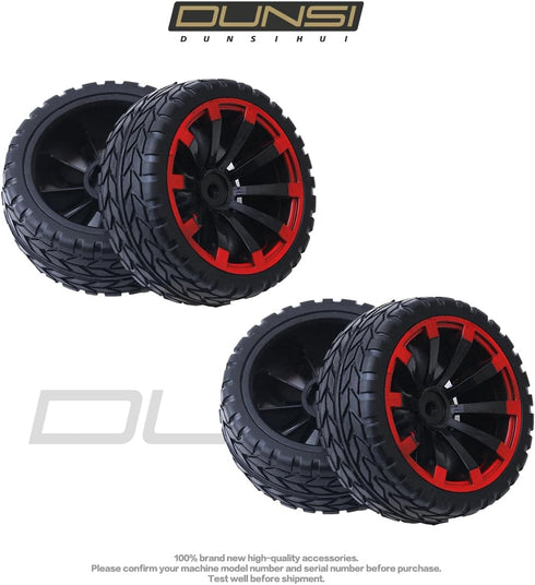 4Pcs Hex Wheel Rims Rubber Tires Set 12mm OD 2.55" Compatible with 1/10 RC On-Road Touring Dri-ft Car H-S-P Red-cat H-P-I Tami-ya Hex Wheel Rims R...