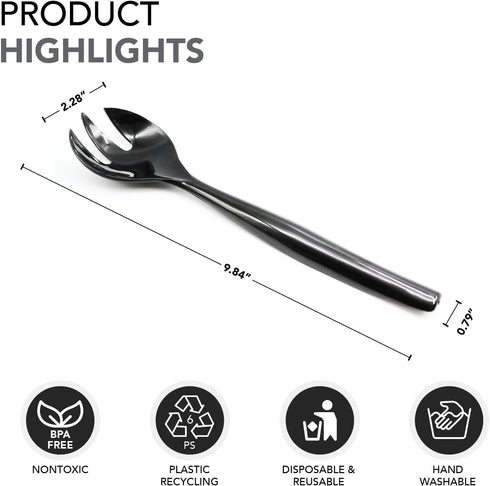 Party Essentials Disposable Heavy Duty Plastic Serving Utensils for Buffets Events Parties, 4-Sets of Spoons/Forks/Tongs, Black...