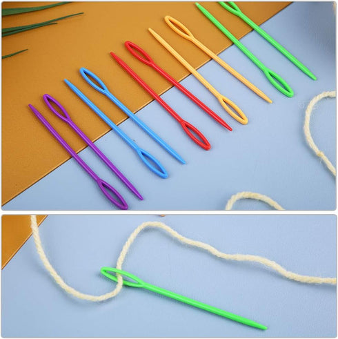 50 PCS Colorful Large Eye Plastic Sewing Needles, 3.54 Inch Yarn Needles Plastic Weaving Needles Embroidery Needles Safety Lacing Needles Learning...