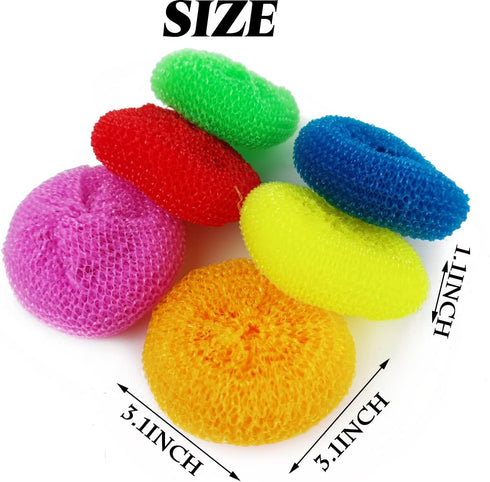 30PCS Plastic Dish Scrubbers for Dishes Plastic Pot Round Scrubber Scouring Pad Nylon Dish Scrubber, Poly Mesh Scouring Dish Pads Non Scratch Scru...