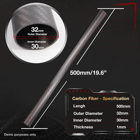 ARRIS 8mm Carbon Fiber Tube, 6mm x 8mm x 500mm 3K Roll Wrapped 100% Pultruded Carbon Fiber Hollow Tubing for RC Plane Boat Twill Matte (2 PCS)...