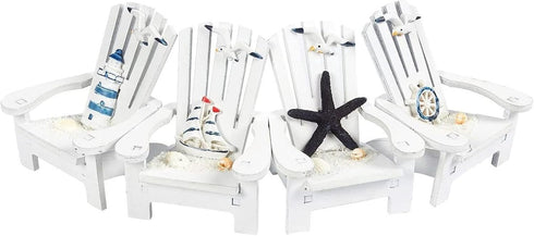Set of 4 Mini Beach Chair for Bathroom, Nautical Home Decor, Ocean Decorations, & Beach Decor (4 in)...