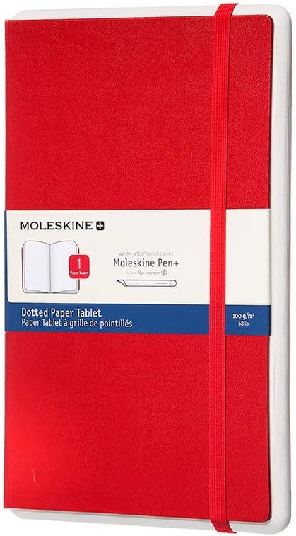 Moleskine Paper Tablet Hard Cover Smart Notebook, Dotted, Large (5" x 8.25") Scarlet Red - Compatible w/ Moleskine Pen+ Ellipse (Sold Separately) ...