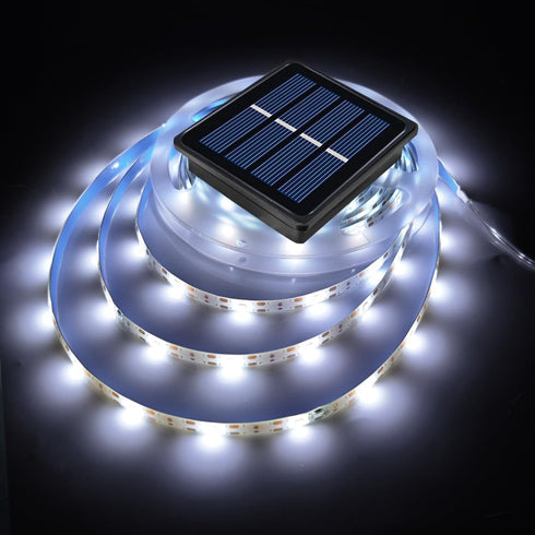 Solar LED Strip Lights Outdoor Waterproof 19.6FT 180 LED White Solar Powered LED Rope for Outside, Garden, Swimming Pool Stair Step Gazebo Canopy ...