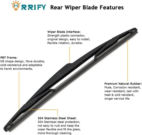Rear Wiper Arm blade Set for Dodge Grand Caravan 2008-2015, for Chrysler Town and Country 2008-2015 Rear Windshield Window Wiper Kit, Replaces OE:...