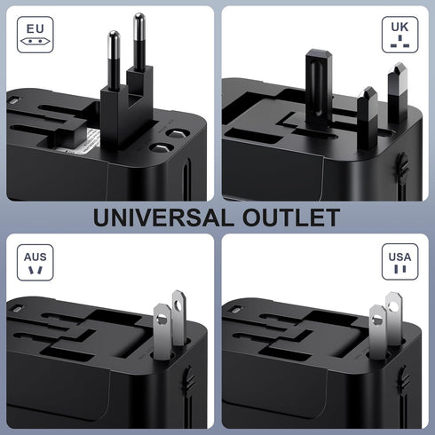 Universal Worldwide Travel Adapter,International Travel Plug Adapter with 2 USB Port and AC Socket,All in One Travel Adapter Power Adapter for US ...