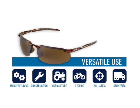 Bullhead Safety Betta Safety Glasses with UV Light Protection, Blue Light Glasses with Anti-Scratch Coating, Ballistic Rated, Brown Flash Mirror L...