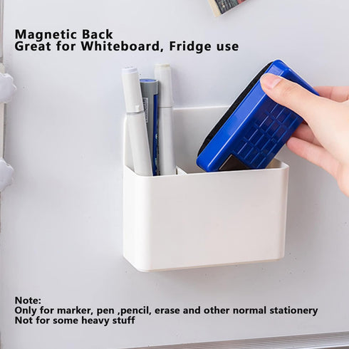 2 Pcs Magnetic Marker Holder Wall Mount Marker Caddy Pencil Holder for Dry Erase Whiteboard Fridge, Self Adhesive Marker Pen Holder for Home Offic...