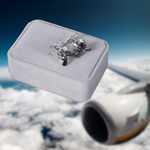 Propeller Cufflinks Set, BagTu Airplane Propeller Set, 2pcs Plane Aircraft Fan Blade Cufflinks with Gift Box and 1pc Greeting Card...