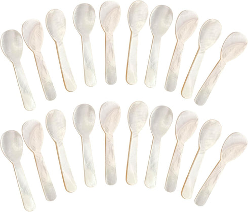20pcs Caviar Spoons Shell Spoons Mother of Pearl Spoons Mask Spoontea Spoons Dessert Spoons Suitable for Caviar, Jam, Ice Cream, Restaurant, Desse...