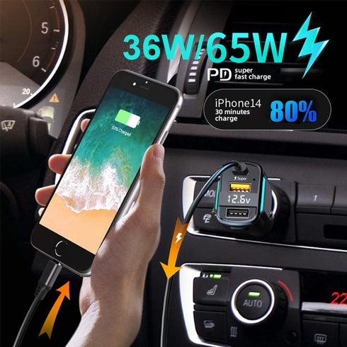 GemCoo USB C Car Charger, 80W PD36W&QC3.0 Fast Charging Car Charger Adapter Cigarette Lighter Charger Plug for iPhone 14 13 12 11, iPad, Samsung G...