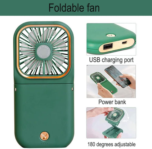 Handheld Quiet Mini Fan,Portable Foldable Desk Fan with 3000mHA Battery Powered and Rechargeable 3 Speed Portable Small Fan for Outdoor Camping, C...