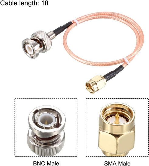 uxcell RG316 Coaxial Cable with BNC Male to SMA Male Connectors 50 Ohm 1 ft...