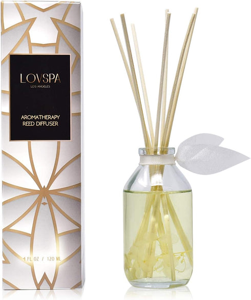 LOVSPA Reed Diffuser Set, Amber Romance Scented Oil Diffuser with Sticks, Home Fragrance Accessories for Bathroom Shelf Decor, Aroma Diffusers for...