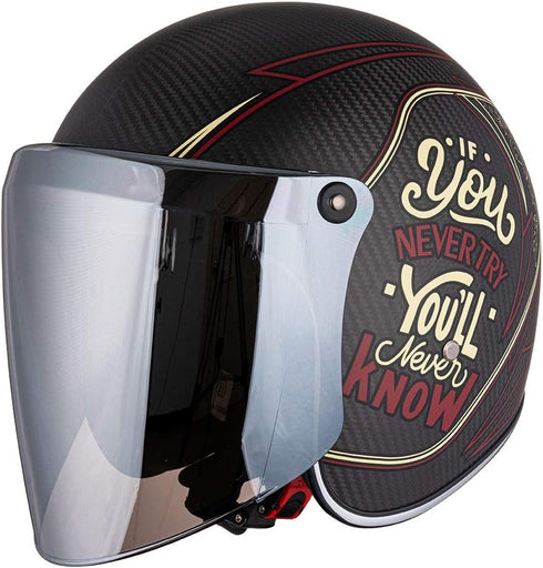 VCOROS Universal 3-Snap Flip Up Visor Shield Lens for Retro Open Face Motorcycle Helmet(Chrome Silver)...