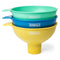 3pc Wide Mouth Canning Funnels for Filling Bottles and Mason Jars | Large Spout Quick Fill Food Grade Plastic Funnels for Kitchen Use (Blue, Green...