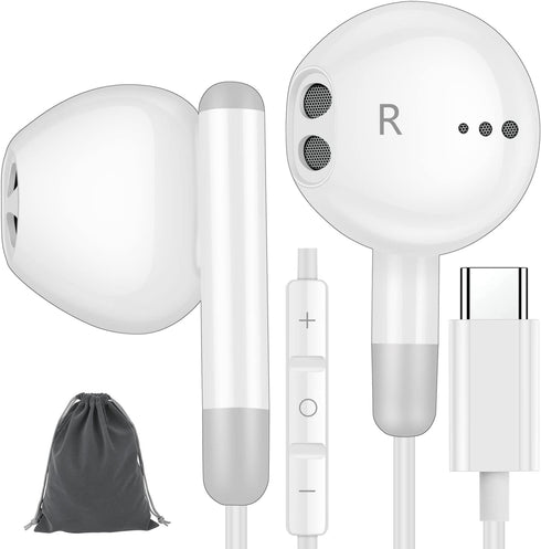 USB C Headphones for iPhone 15 Pro Max/15 Plus, Type C Earphones Fit with iPad Pro/MacBook, Samsung S23 S22, Pixel 7 6 5, HiFi Stereo USB C Wired ...