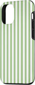 iPhone 15 Striped Pattern Green and White Vertical Lines Case...