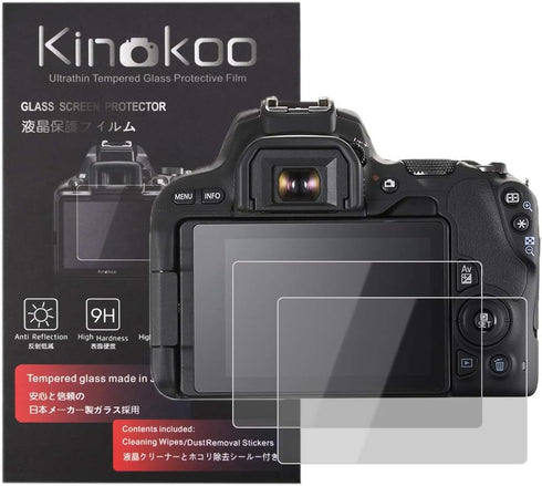 kinokoo Tempered Glass Film for Canon EOS 200D/EOS Rebel SL2/250D/Rebel SL3/200D II Crystal Clear Film Canon 200D 250D Screen Protector Bubble-fre...