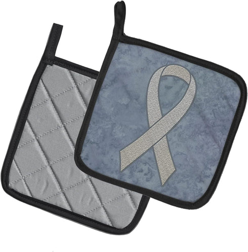 Caroline's Treasures AN1210PTHD Clear Ribbon for Lung Cancer Awareness Pair of Pot Holders Kitchen Heat Resistant Pot Holders Sets Oven Hot Pads f...