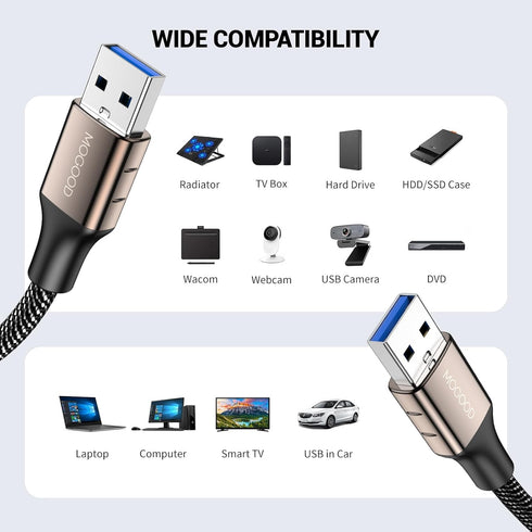 USB 3.0 Male to Male Extension USB A Male to Male Cable USB Cord USB Extenders USB to USB Cable Works with Laptop Cooling Pad,External Hard Drive,...