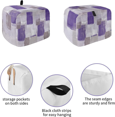 Toaster Cover 2 Slice, Abstract Purple Brown Gray Geometric Paint Art Graffiti Bread Maker Cover Toaster Dust Cover with Pockets, Dust-Proof Cover...