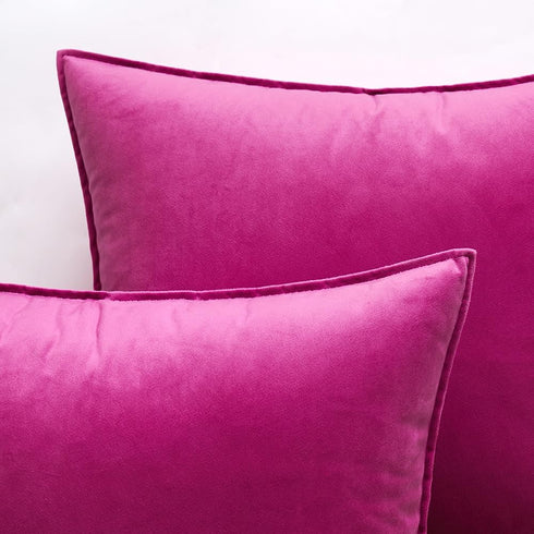 MIULEE Pack of 2 Decorative Velvet Throw Pillow Cover Soft Hot Pink Pillow Cover Soild Square Cushion Case for Spring Sofa Bedroom Car 18x 18 Inch...