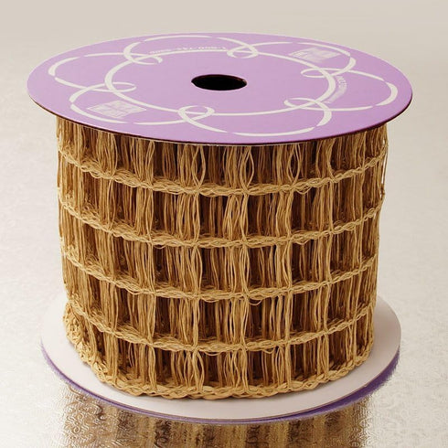3 3/4" X 10 Yards Natural Big Square Mesh Net Wired Ribbon...