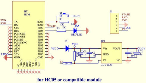 HiLetgo HC-05 Wireless Bluetooth RF Transceiver Master Slave Integrated Bluetooth Module 6 Pin Wireless Serial Port Communication BT Module for Ar...
