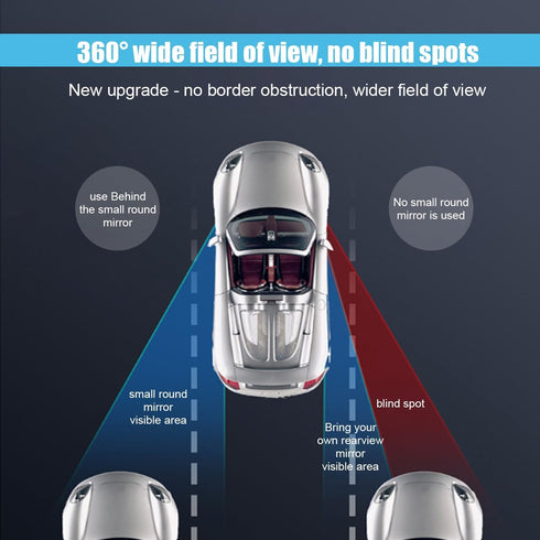 Round Blind Spot Car Mirror - 2" Frameless HD Glass Convex Mirror - 360 Degree Wide Angle Rear View Mirror Side Mirror with Adjustable Stick for C...