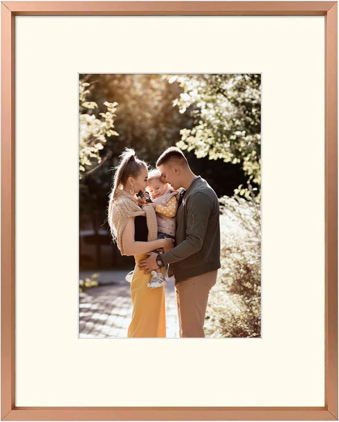 Golden State Art, Rose Gold 8x10 Aluminum Frame for 8 x 10 Picture or 5x7 Photo with Mat - Shatter - Resistant Glass - Wall or Tabletop Display - ...
