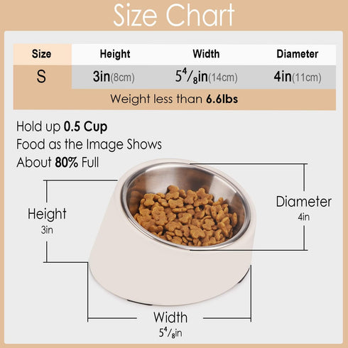 SuperDesign Mess Free 15° Slanted Bowl for Dogs and Cats, Tilted Angle Bulldog Bowl Dog Feeder, Non-Skid & Non-Spill, Easier to Reach Food S/0.5 C...