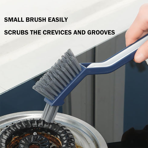 2-in-1 Cleaning Scrub Brush for Bathroom Gap, Long Handle Scrubber with Built-in Clip and Scraper, Holder Shower Cleaner Brushes for Kitchen Sink ...