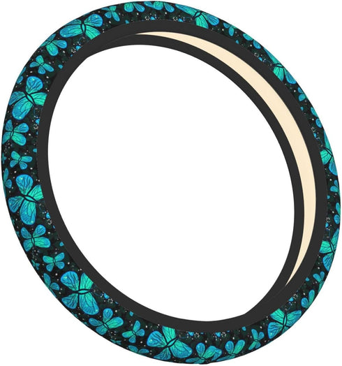 Butterfly Turquoise Green Steering Wheel Cover for Women Men Girls Car Accessories Decor Anti-Slip Neoprene Auto Steering Wheel Covers Protector U...
