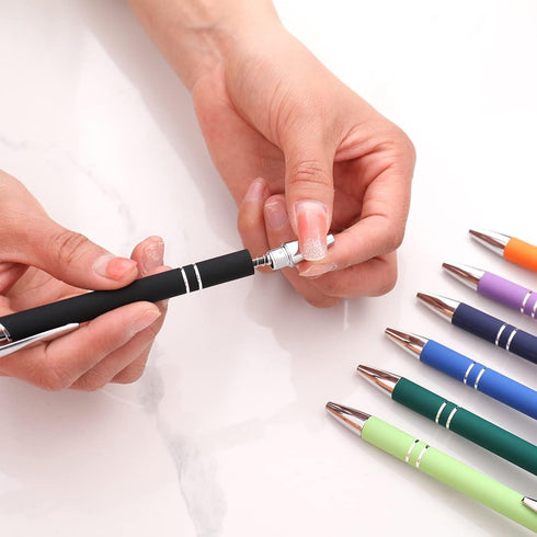 Ballpoint Pen with Stylus Tip, Soft Touch Click Pen, 2 in 1 Metal Pens, Medium Point(Black refills - 20 pcs)…......