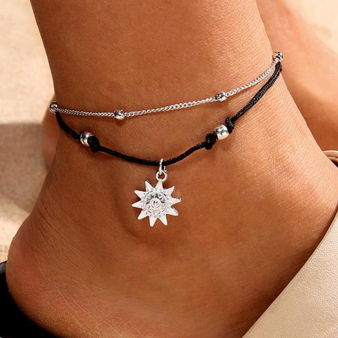 Boho Sun Ankle Bracelets Layered Beach Anklets for Women...