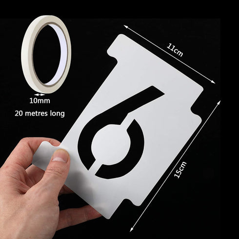 Curb Stencil Kit 0-9 Numbers Stencils Kit 14 Mil Plastic and 4 Inch Tall Numbers with Masking Tape for Mailbox Address Painting(42 Pieces)...