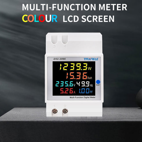 Single Phase Energy Meter Tester Din Rail Electricity Usage Monitor 6 in 1 Multimeter AC 40-300V 100A Voltage Current Voltmeter Ammeter Watt Kwh F...