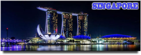 Marina Bay Sands Panoramic Fridge Magnet Singapore Travel Souvenir Design Based on Photo by Erwin Soo, License CC-by-SA 3.0...