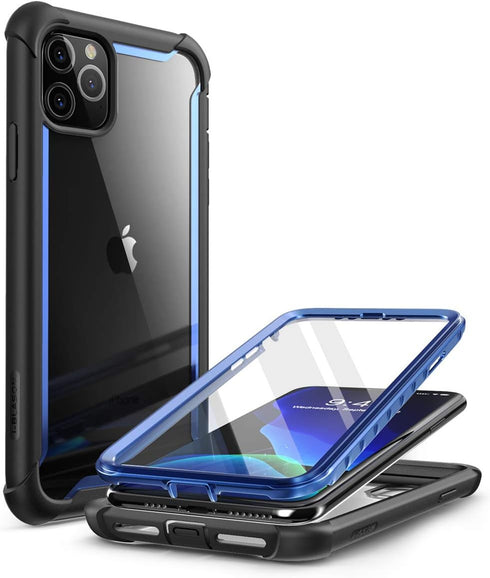 i-Blason Ares Case for iPhone 11 Pro Max 2019 Release, Dual Layer Rugged Clear Bumper Case with Built-in Screen Protector (Blue)...