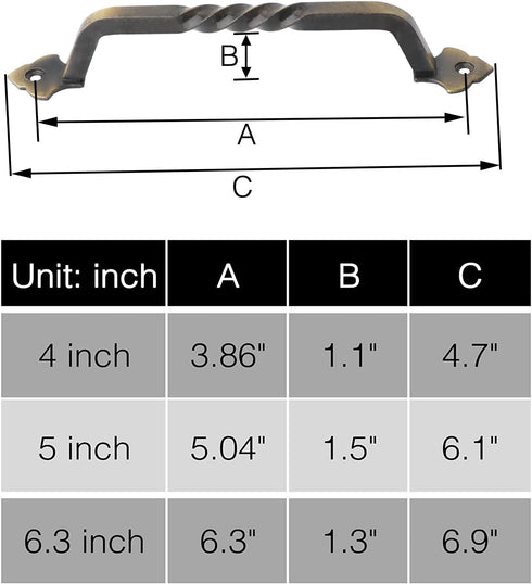 OVOV 4 Pack Barn Door Pull Handle Hardware for Wooden Garden Gate Shed Cabinet Door (Bronze)...