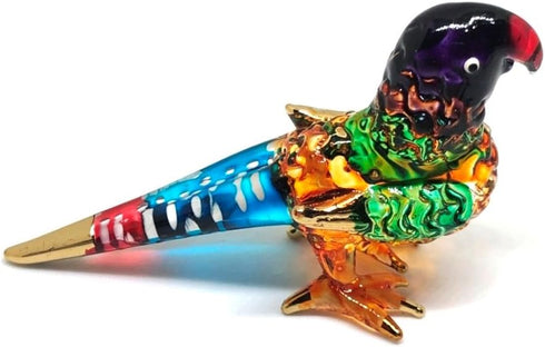 Handmade Mini Blown Glass 2" Orange Parrot Bird Fantasy Collectible Figurine, Dollhouse Gift Ideas, Cool Stuff Decor, Miniature Animals, Cute Tiny...