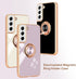 Compatible with Samsung Galaxy S21 Case, Finger Ring Holder Case Rose Gold Plating Design for Women Girls Rotating Holder Kickstand Magnetic Shock...