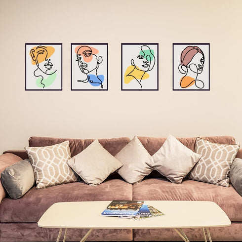 FINGERINSPIRE 9PCS Lady Line Art Painting Stencil 8.3x11.7 inch Woman Face Painting Template Minimalist Line Facial Features Stencil Character The...