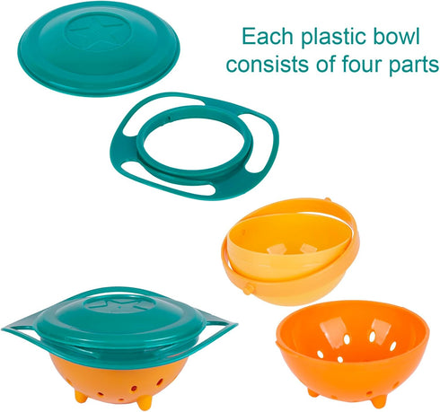 Berry President Magic Bowl 360 Degree Rotation Spill Resistant Gyro Bowl with Lid For Toddler Baby Kids Childre (Green)...